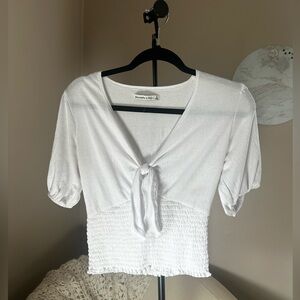 Abercrombie and Fitch White Tie-Front Shirt Size S
